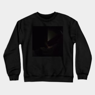 Portrait, digital collage, special processing. Weird and mystic. Man in room, do movement by hands. Dim and soft, like painting. Crewneck Sweatshirt